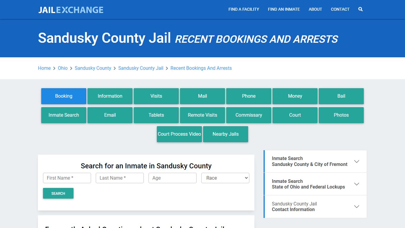 Sandusky County Jail Recent Bookings And Arrests - Jail Exchange