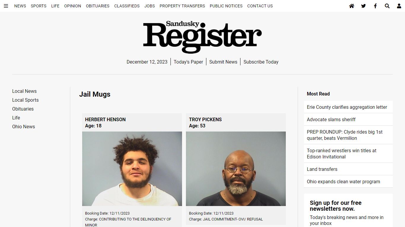 Jail Mugs - Sandusky Register